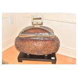 DECORATIVE JAR/BOX WITH WOOD BASE 20"H 15"W 7.5"D