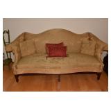 SOFA TURNED ARMS ORIENTAL MOTIF 85"L AND TWO