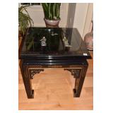 BLACK LACQUER ORIENTAL TABLE WITH RAISED TOP
