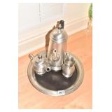 PEWTER HEIRLOOM TEA SET WITH TRAY