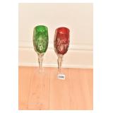 BOHEMIAN FLUTED ETCHED CHAMPAGNE GLASSES