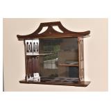 SMALL WOOD WALL SHELF PAGODA LOOK 15"H 18W 5"DEEP