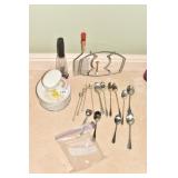 ASSORTED SPOONS, TIN, KITCHEN ITEMS