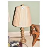 TABLE LAMP WITH SHADE WOOD BASE