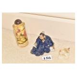 DECORATIVE BOTTLE WITH BUTTERFLY, JAPANESE MAN,
