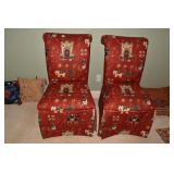 RED ORIENTAL DESIGN PRINT FABRIC ARCHED BACK