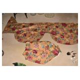 GOLD FABRIC WITH BURGUNDY FLOWER PATTERN VALANCE