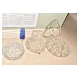 GROUP OF GLASS BOWLS, PLATE, BLUE BOHEMIAN