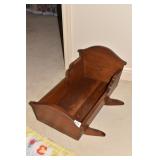 HAND CRAFTED DOLL CRADLE WITH CHILD QUILT