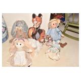 ASSORTMENT HAND CRAFTED NEEDLEWORK DOLLS/ANIMALS