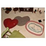 THREE BRAIDED RUGS, HEART AND BUNNY
