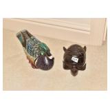 STONE TURTLE, DUCK FIGURE HEAD IS LOOSE