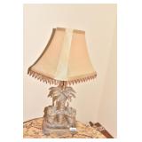 ELEPHANT PALM TREE LAMP WITH BEADS W BEADED SHADE