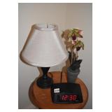 ALARM CLOCK, LAMP, PLANT