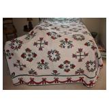 HAND STITCHED TREE AND RIBBON QUILT