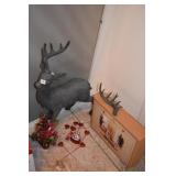 REINDEER WITH BROKEN ANTLER, HEART DECOR ETC.