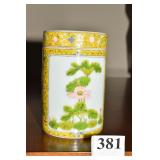 HAND PAINTED ORIENTAL JAR 5"H 3" DIAMETER WITH