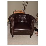 FAUX LEATHER FEEL BARREL CHAIR 29"H SEAT 21"