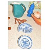 BLUE AND WHITE PLATE AND PITCHER