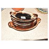 GROUP OF BROWN SERVING BOWLS