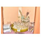 GROUP OF SHOT GLASES, NAPKINS ETC