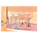 6 MARTINI GLASSES AND 4  DRINKING GLASSES