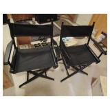 TWO BLACK DIRECTOR CHAIRS GOOD CONDITION A FEW