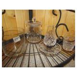 GLASS CANDLE HOLDER, BISCUIT HOLDER, CREAMER ETC.