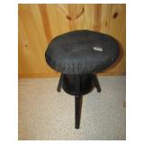 WOOD STOOL WITH BLACK CLOTH SEAT COVER
