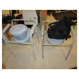 TWO ADULT POTTY CHAIRS, ARM SLINGS