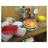 ANNIVERSARY CLOCK NEEDS WORK, COFFEE PERCOLATOR,