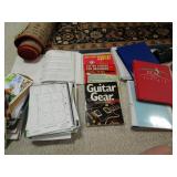 GROUP WITH CARDS, GUITAR BOOKS, BINDERS WITH