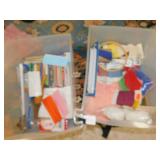 TWO PLASTIC DRAWERS OF SEWING ITEMS DRAWER NOT