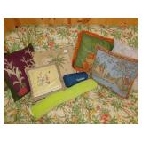 GROUP OF THROW PILLOWS PALM TREE, EMBROIDERED