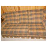 BROWN PLAID TWEED SOFA BED
