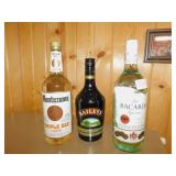THREE BOTTLES OF ALCOHOL RUM, BAILEYS, TRIPLE SEC