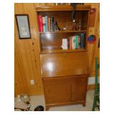 DESK WITH TWO SHELVES AND 3 DRAWERS (CONTENTS NOT