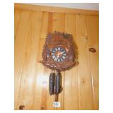 COO COO CLOCK, WOODEN CLOCK BODY IS 9" H X 5"