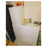 WHITE 3 DRAWER SMALL DRESSER, 2 SMALL CABINET/