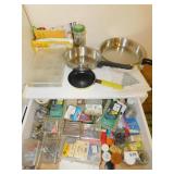 TONS OF SCREWS NAILS ETC., PANS, ETC.