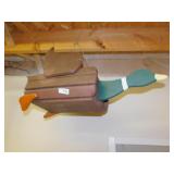 WINDCHIMES AND HANGING DUCK BASKET MADE OF WOOD