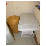 WICKER END TABLE WITH MAGAZINE HOLDER UNDERNEATH,