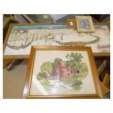 FRAMED WINTER SCENE PRINT AND OTHERS
