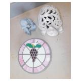 2 COMPOSITE LAWN FIGURES AND A CONCRETE AND