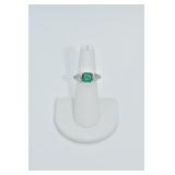RING: PLATINUM SQUARE CUT EMERALD AND PEAR CUT