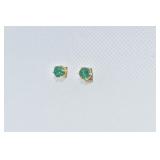EARRINGS - EMERALD STUD 1.00 CARAT EACH - YELLOW