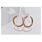 EARRINGS LARGE HOOP PIERCED 3.6 D.W.T.