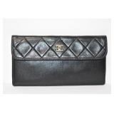 CHANNEL SOFT LEATHER WALLET 7" X 3.75" - STITCHED