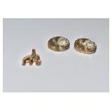 14KT GOLD ELEPHANT PENDANT AND EARRINGS UNMARKED