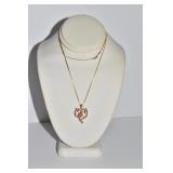 14KT GOLD ITALY - HEART W/ GOLD ROSE 17" FINE